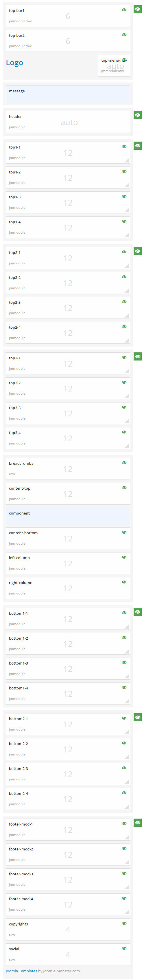 Module positions for extra small screen Module positions for extra small screen